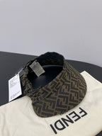 Fendi Women's Brown Jacquard Cluster Sunscreen Hat Cap #98514