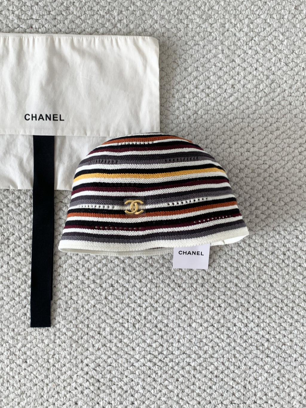 Chanel Cloche Hat Cotton Mixed Fibers Metal Multicolor #384926