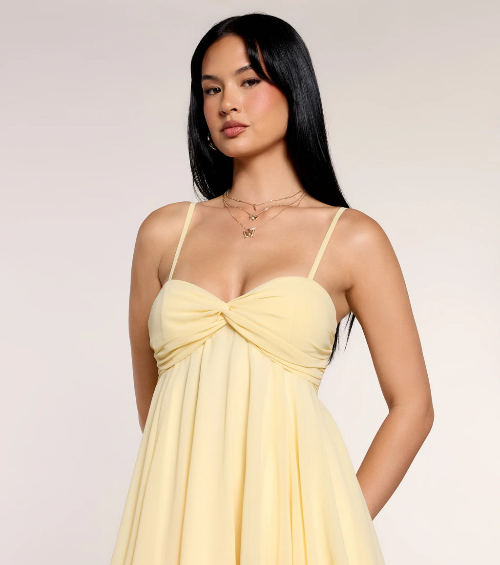 Perfectly Pretty Tie Back Chiffon Babydoll Dress
