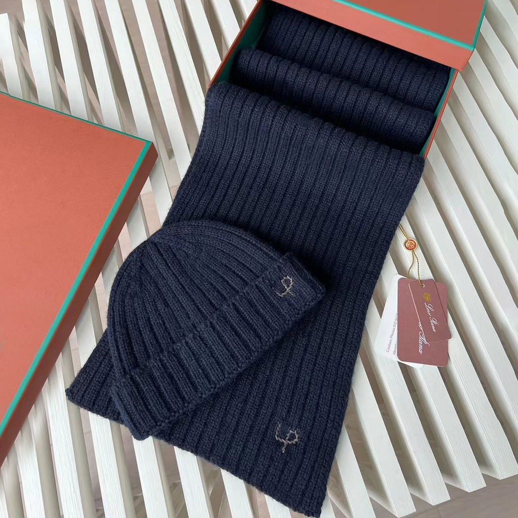 Loro Piana Cashmere Knit Hat Scarf Set #6664