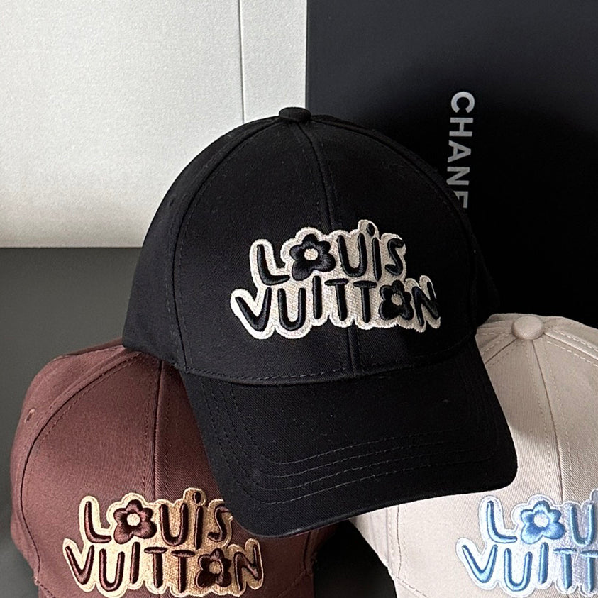 Louis Vuitton Men's and Women's Solid Colour Embroidered Letter Printed Cowboy Duck Tongue Cap Fisherman's Hat #76721