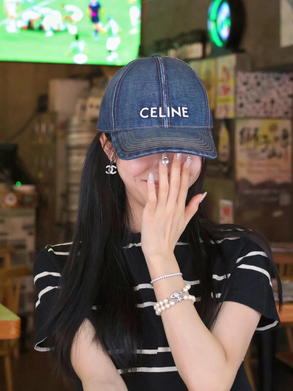 Celine Men Women Fashion Vintage Cowboy Letter Embroidery Baseball Cap Blue Casual Duck Hat #72129