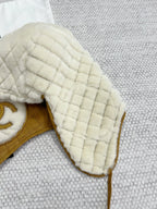 Chanel Men's and Women's Autumn and Winter Solid Color Sheep Leather Padded Cap Ears Hat #74597