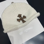 Chrome Hearts Leopard Leather Cross Silver Jewelry Cold Hat #334406
