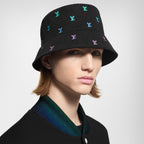 Louis Vuitton Men's LV Blason Shading Denim Embroidered Solid Color Cotton Reversible Fisherman'S Hat #77276