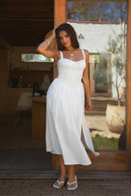 LORETTA Stretch Poplin Maxi Dress
