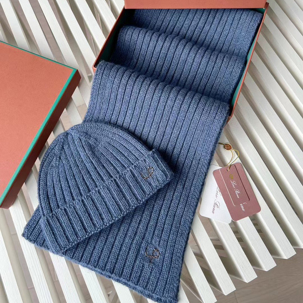 Loro Piana Cashmere Knit Hat Scarf Set #6664