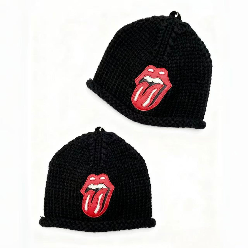 Chrome hearts x Roiling Stone 925 Silver Black Cashmere Knitted Cold Hat #328756