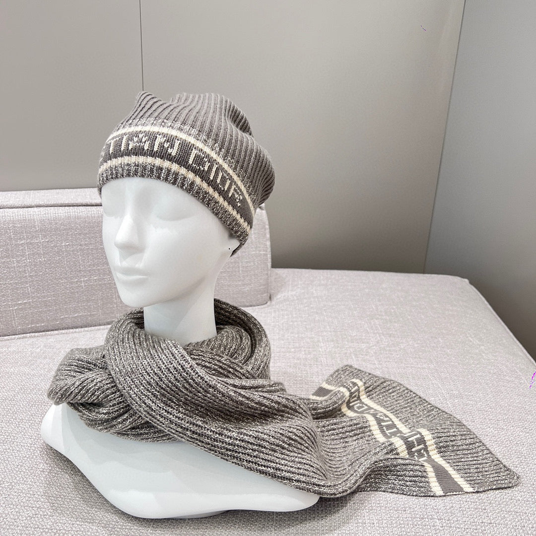 Dior WHITE Knitted Hat Scarf Two-Piece Set #21981
