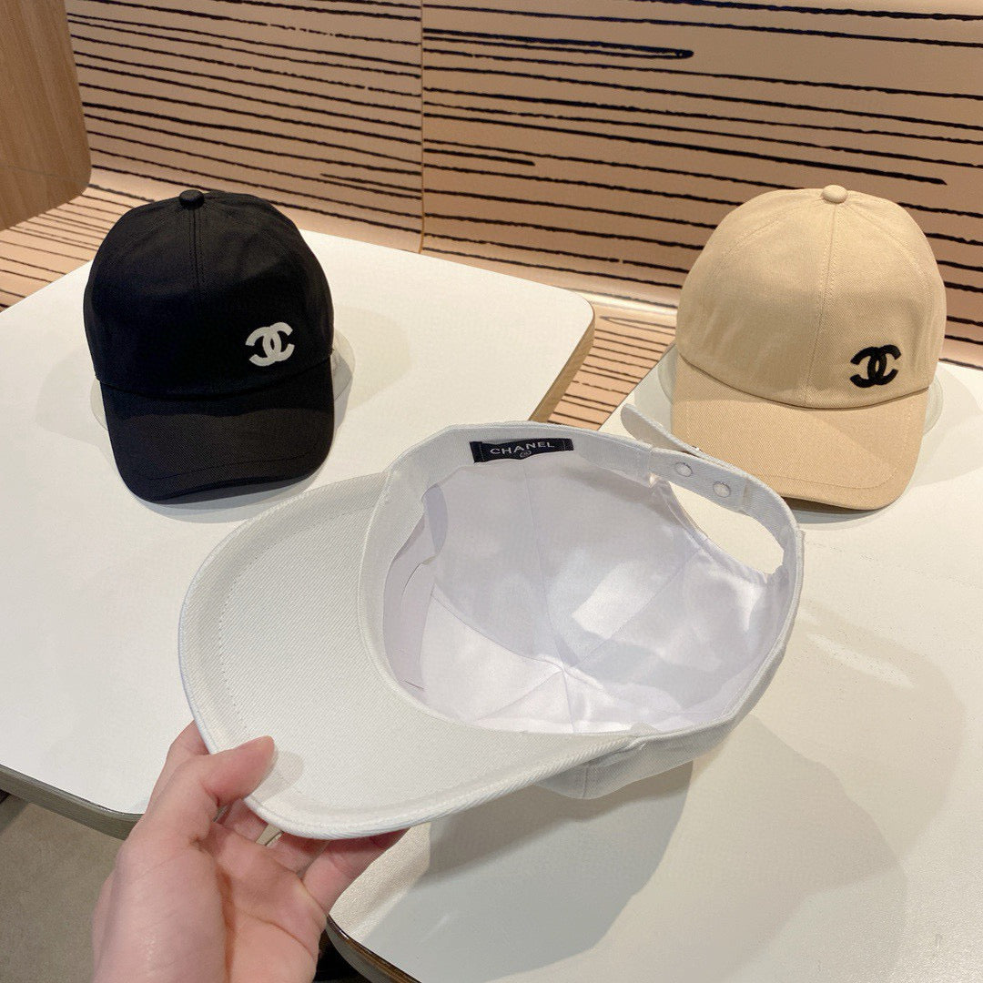 Chanel Men's and Women's Solid Color Embroidered Logo Cotton Duck Hat Cap #75368
