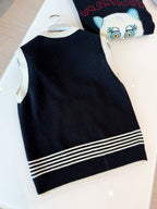 Valentino LE CHAT DE LA MAISON Women's Spring/Autumn Fashion Casual V-neck Knitted Letter Pattern Embroidered Sleeveless Vest  #78441