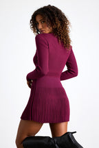 Chicest Crush Plum Ribbed Long Sleeve Mini Sweater Dress