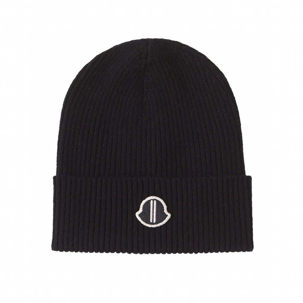Moncle X Rickowen Men's and Women's Black Cashmere Pompom Hat Cap #97923