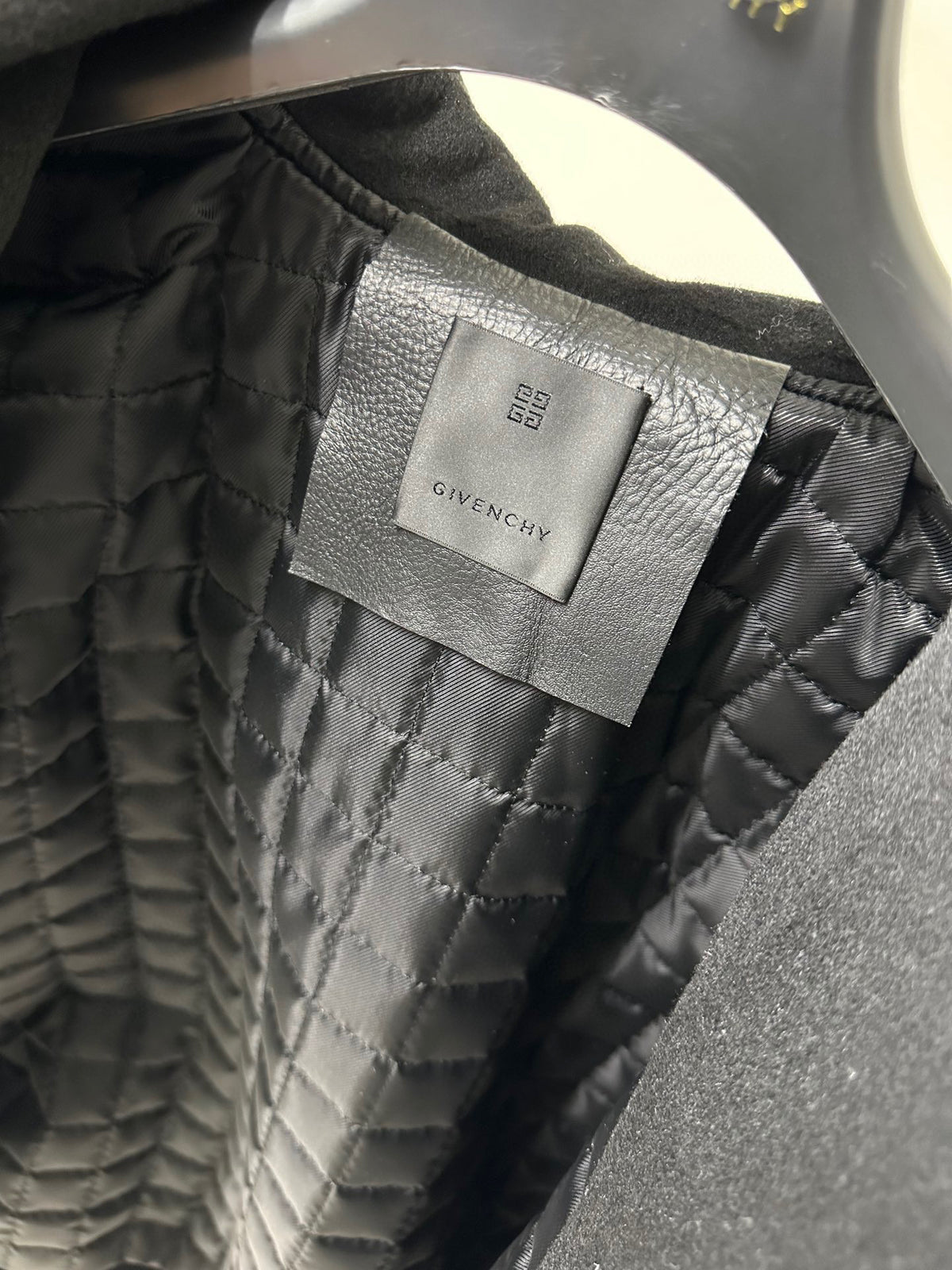 Givenchy Leather Wool Long Sleeve Hooded Zip Split Hat Jacket #1432