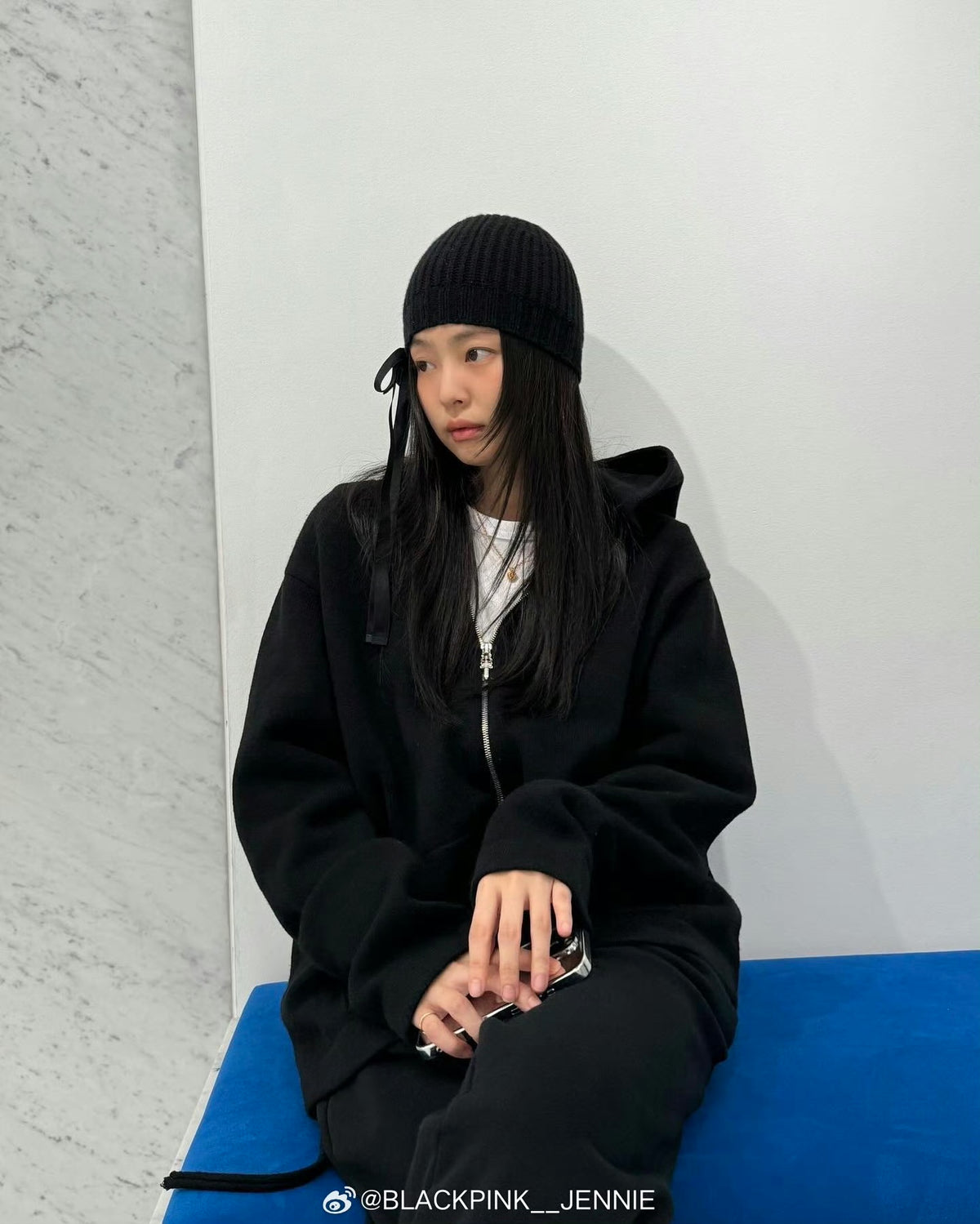 Chanel Women's Fall/Winter Black Floppy Knit Hat Cap #72794
