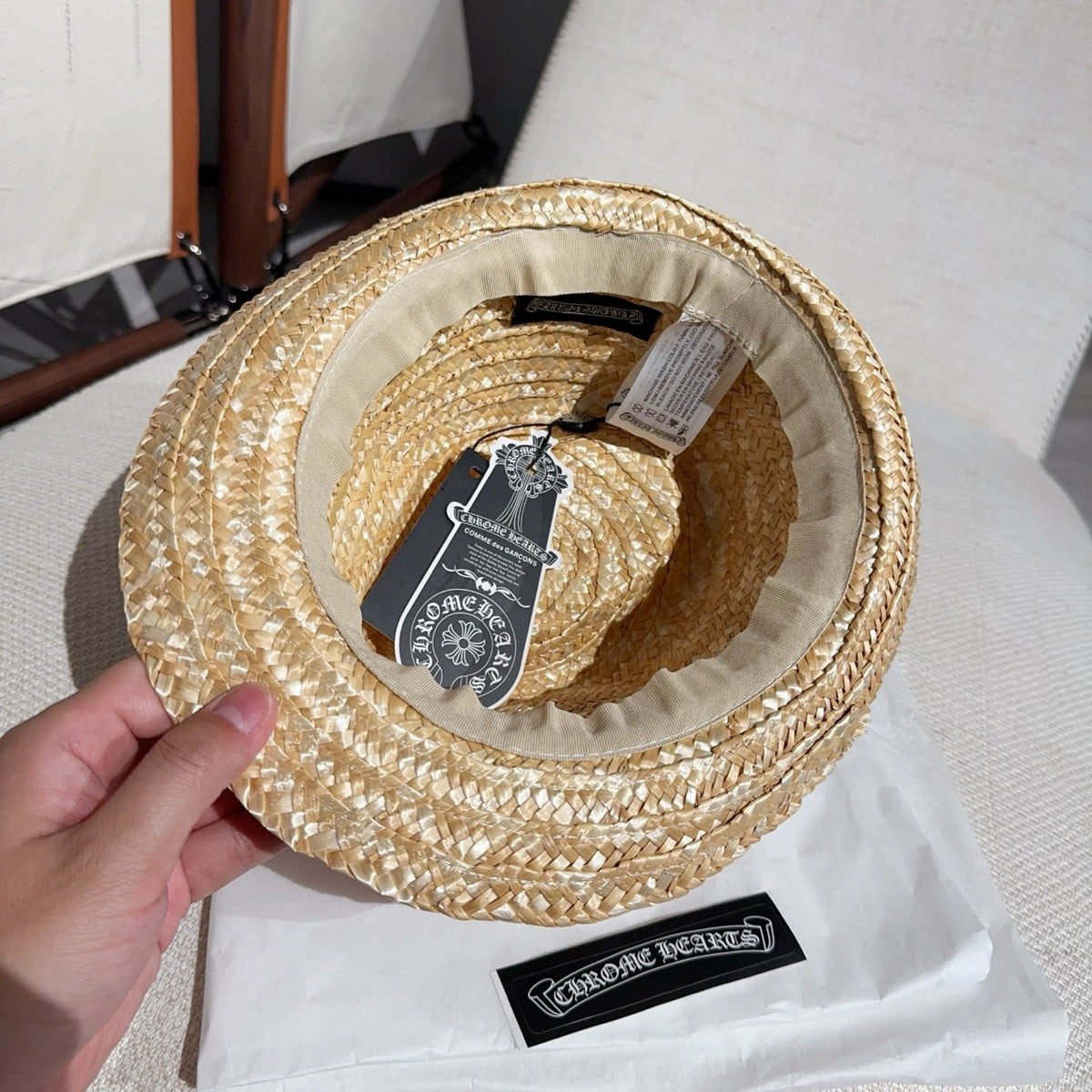 Chrome Hearts Men's And Women's Fashionable Casual Woven Straw Hat Classic Silver Cross Beach Cap Accessories #81522