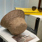 Fendi Women's Solid Colour Monogrammed Satin Fabric Fisherman's Hat Cap #76877