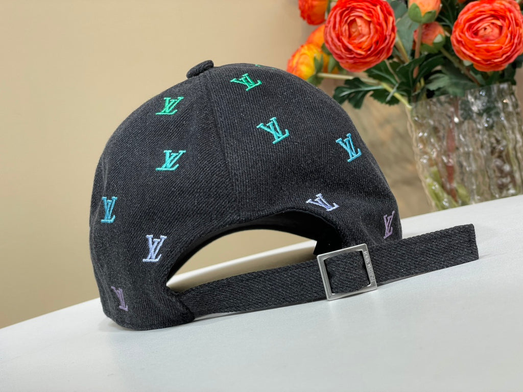 Louis Vuitton LV Blason Shading Denim Men's and Women's Colorful Embroidered Logo Printed Solid Color Cotton Baseball Cap Hat #77451