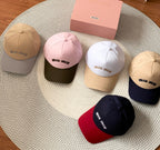 MiuMiu Men's and Women's Colorblocking Embroidered Lettered Duck Hat Cap #76282