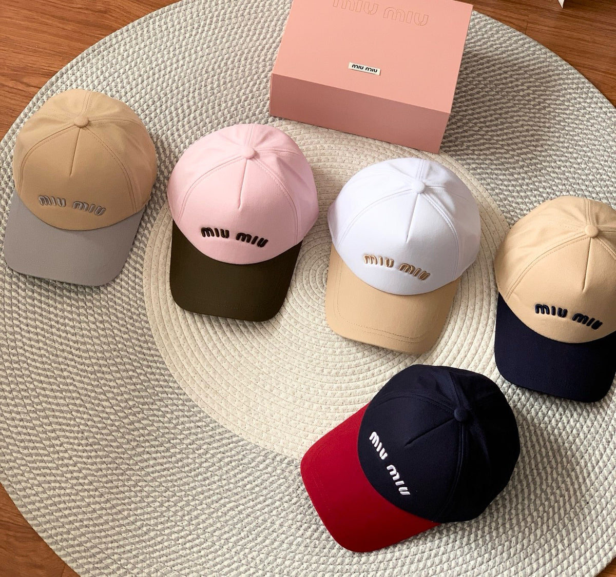 MiuMiu Men's and Women's Colorblocking Embroidered Lettered Duck Hat Cap #76282