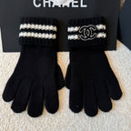 Chanel Women's Fall And Winter Black And White Gray Temperament Warm Winter Accessories Scarf Hat Gloves Fashion Trend Set #81628