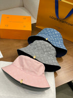 Nautical Louis Vuitton Men's and Women's Solid Colour Letter Printed Denim Fisherman's Hat Baseball Cap #76888