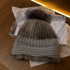 Dior Mink Knitted Patchwork Fur Ball Fur Hat #334275
