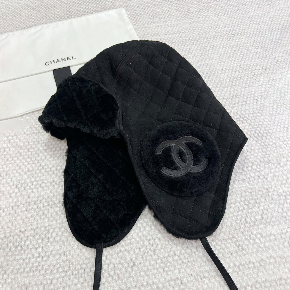 Chanel Men's and Women's Autumn and Winter Solid Color Sheep Leather Padded Cap Ears Hat #74597