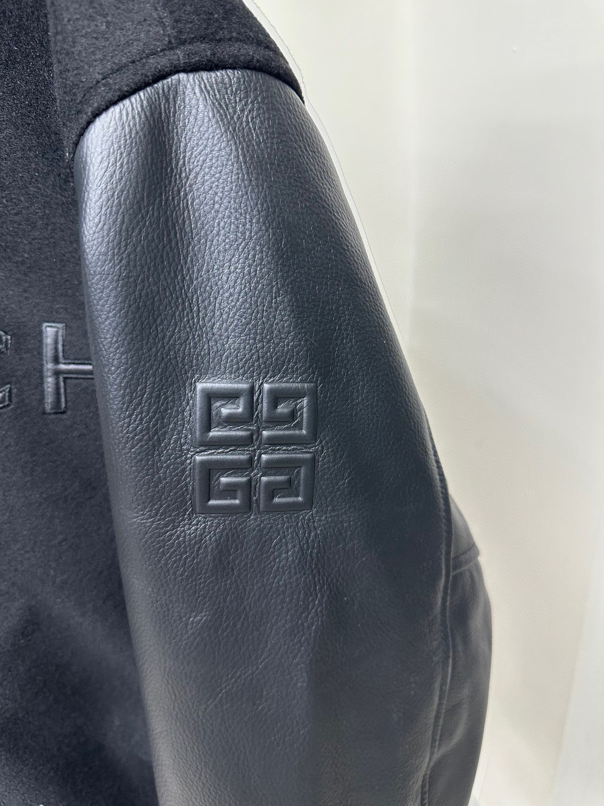 Givenchy Leather Wool Long Sleeve Hooded Zip Split Hat Jacket #1432
