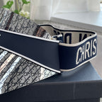 Dior Luxury Dark Patterned Sun Visor with Embossed Logo Strap Cap Hat - High-End Fashion Accessory #75718