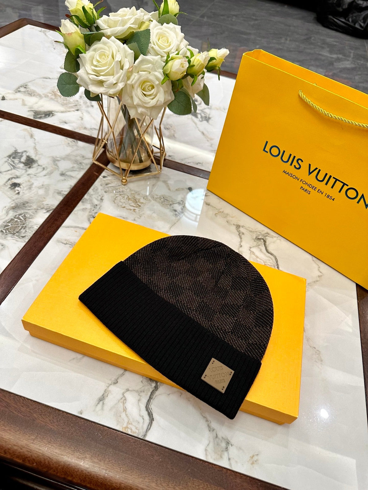 Louis Vuitton Monogram Knit Beanie – Black