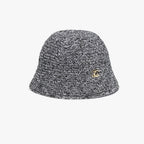 CHANEL Cloche Hat Cotton Mixed Fibers Metal Black White Gold #387336