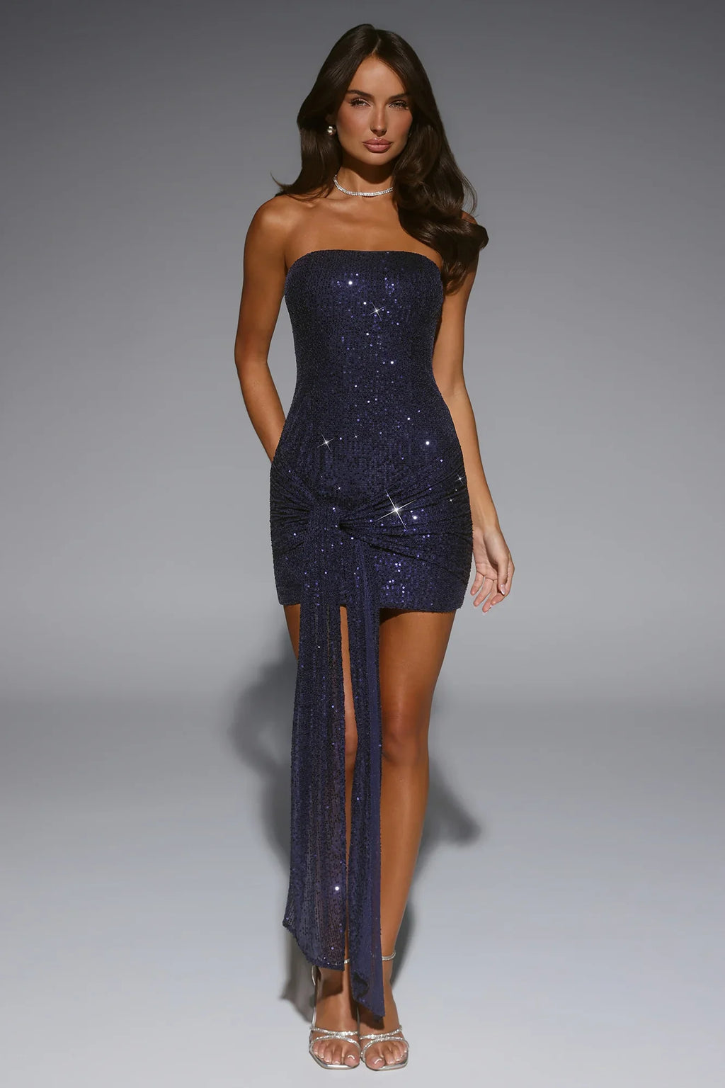 Own It Fully Strapless Sequin Mini Dress Navy