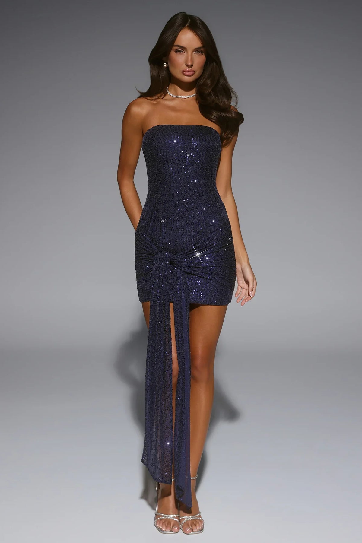 Own It Fully Strapless Sequin Mini Dress Navy