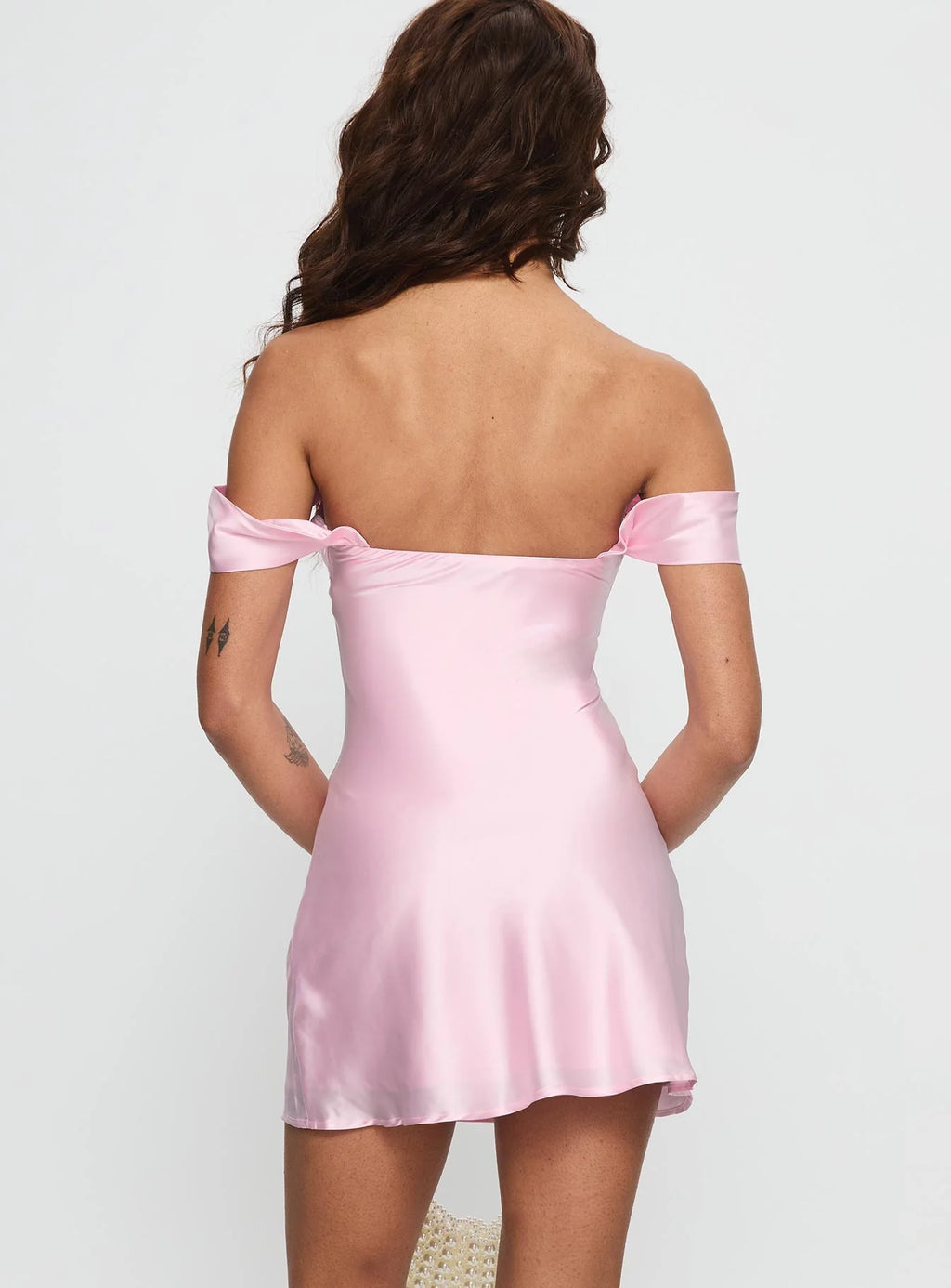 Zabbarra Off The Shoulder Mini Dress Light Pink