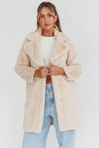 Perceptions Longline Faux Fur Coat Beige