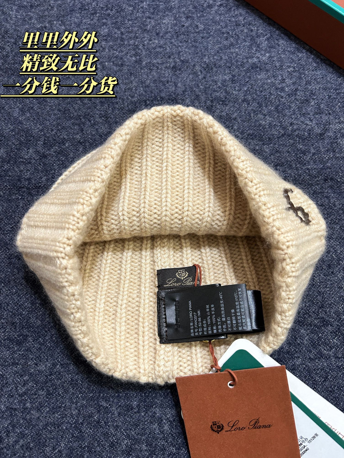 Loro Piana Gorro Cachemira Logo Hat #334048