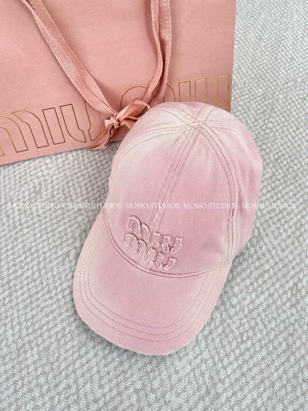 MiuMiu Women's Fan Embroidered Letter Print Denim Baseball Cap Hat #77382