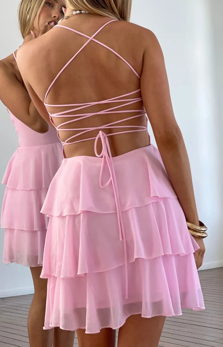 Georgie Pink Ruffle Mini Dress