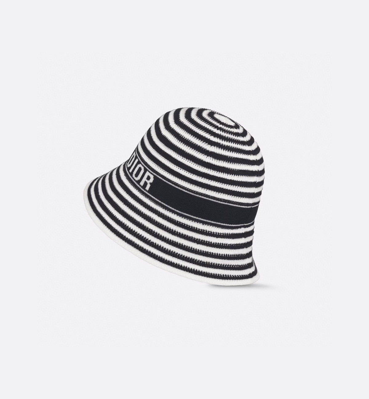 Dior Dioriviera D-Tulipe Women's Black and White Striped Embroidered Letter Printed Cotton Fisherman's Hat Cap #72552