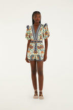 Light Green Floral Delhi Tapestry Belted  Romper