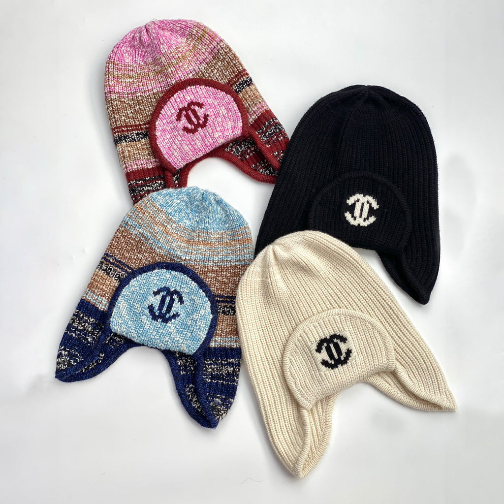 Chanel Women's Autumn and Winter Colorblocking Knitted Ski Hat Cap #74565