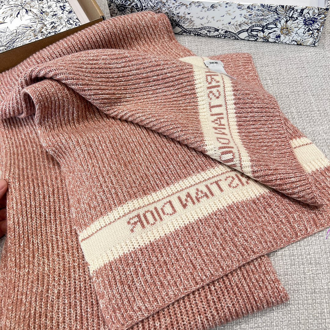Dior WHITE Knitted Hat Scarf Two-Piece Set #21981