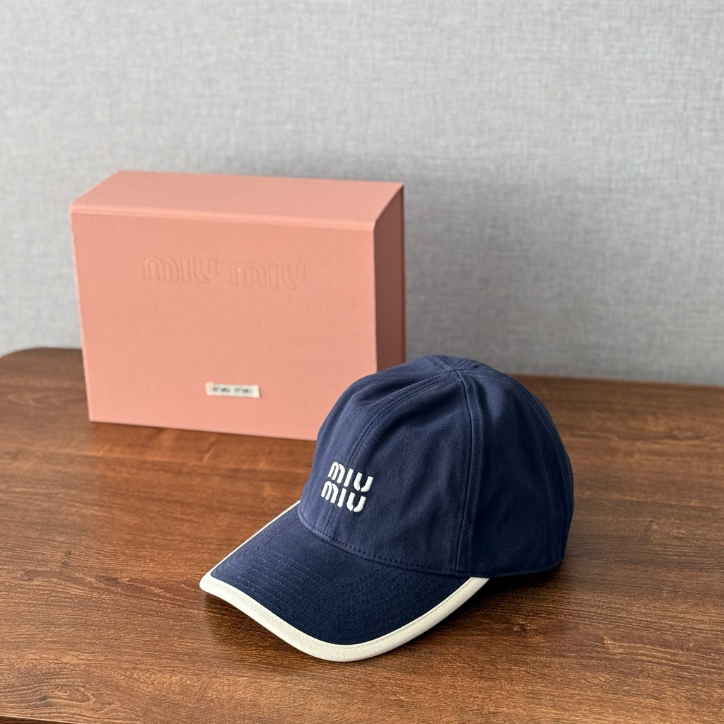 MiuMiu Men's and Women's Colorblocking Embroidered Lettered Duck Hat Cap #76438