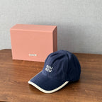 MiuMiu Men's and Women's Colorblocking Embroidered Lettered Duck Hat Cap #76438