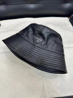 Prada Unisex Spring/Fall Fashion Casual Solid Color Fisherman's Hat with Logo Sheepskin Hat Accessories #78471