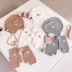 MiuMiu Women's Solid Color Logo Design Cashmere Knit Pom Pom Hat Woolen Gloves #75169