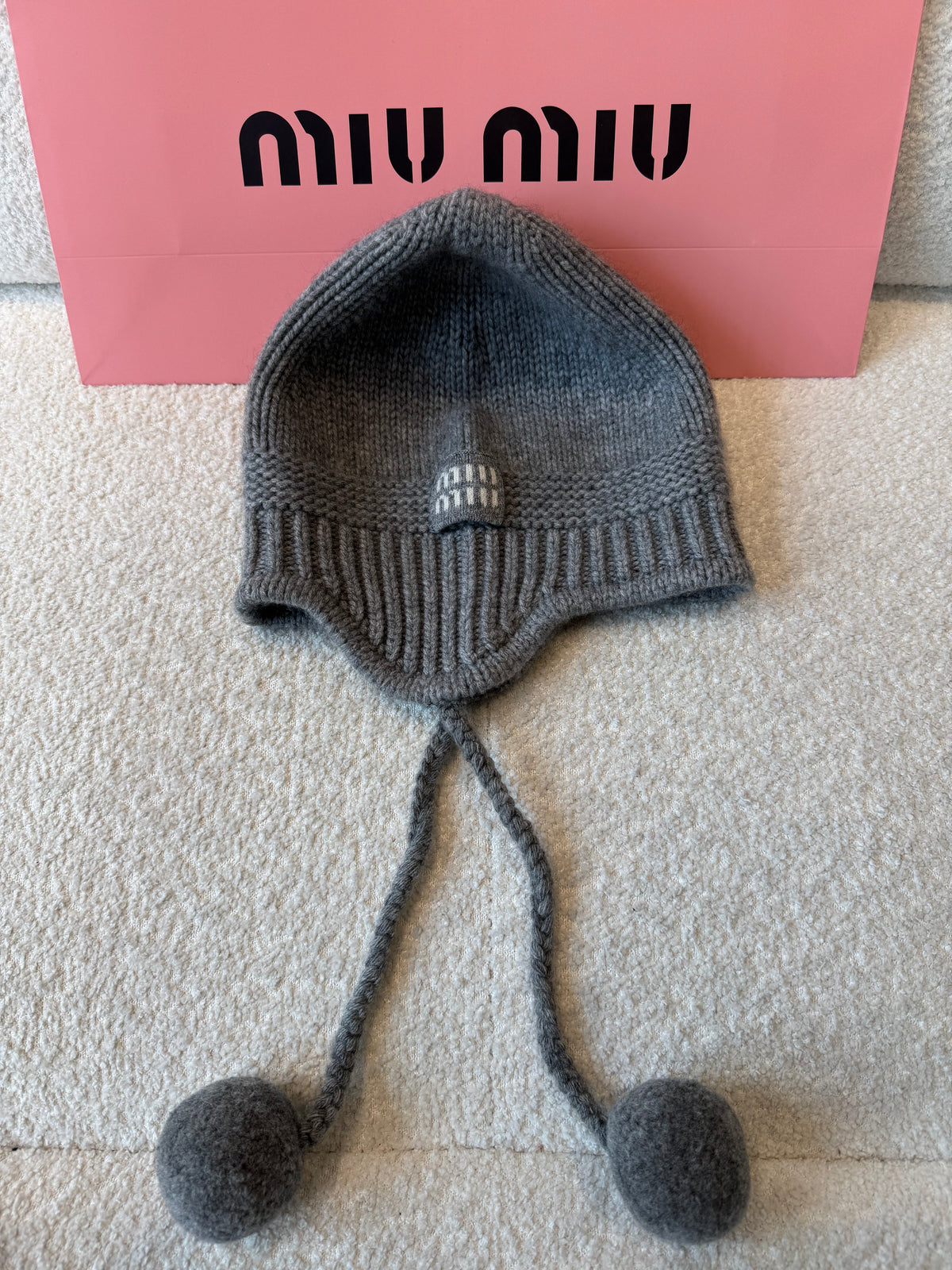 MiuMiu Wool and Cashmere Hat Gray #334924