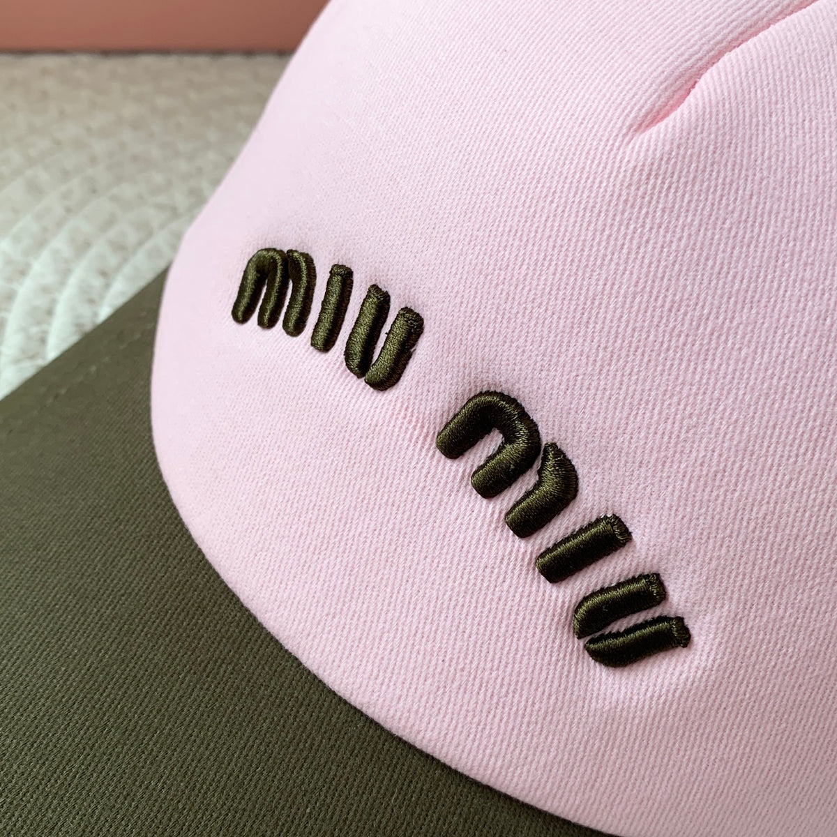 MiuMiu Men's and Women's Colorblocking Embroidered Lettered Duck Hat Cap #76282