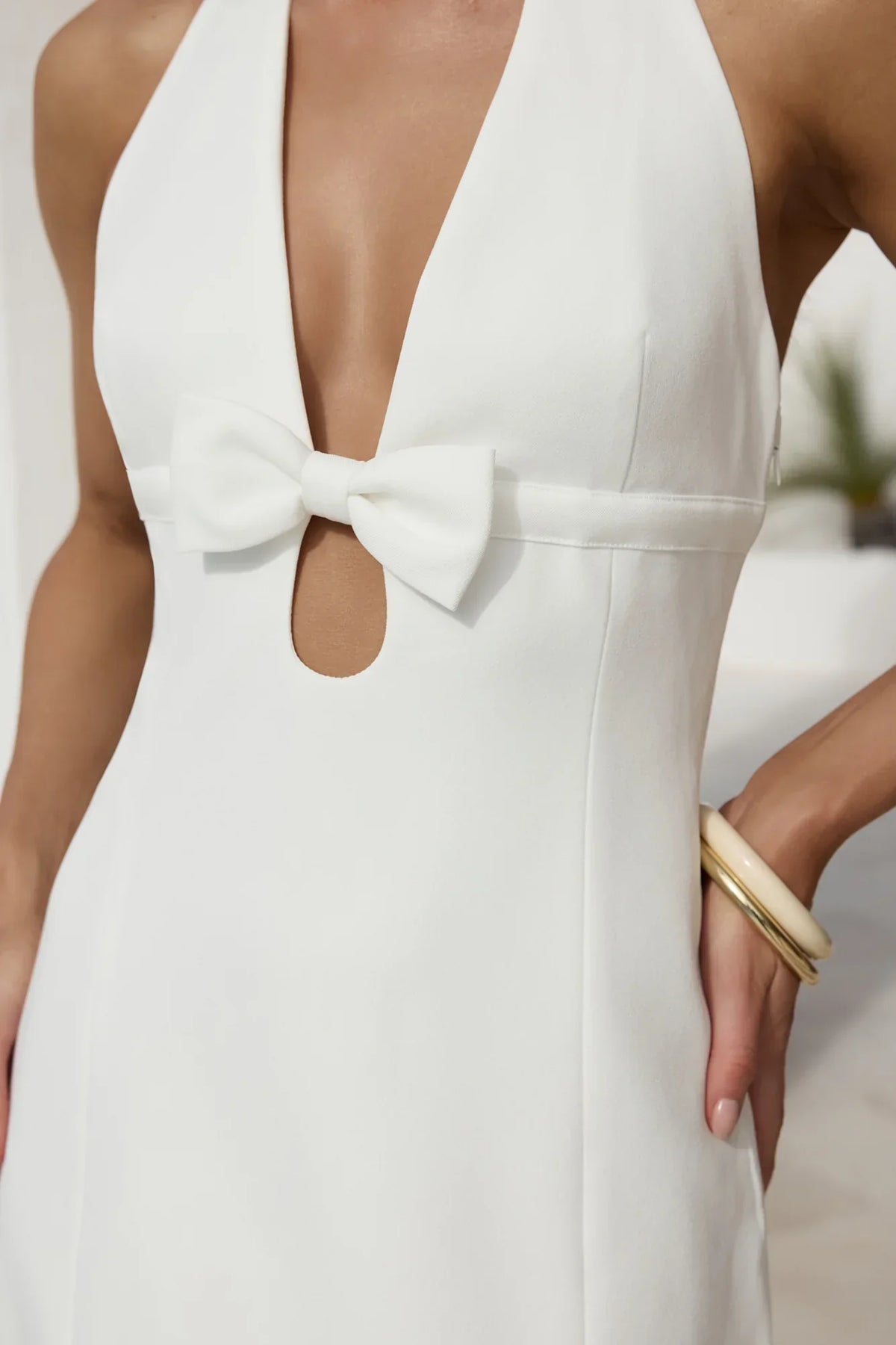 Runway Queen Halter Mini Dress White